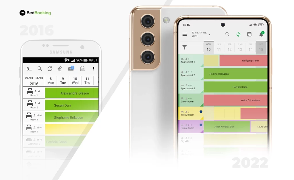 old and new bedbooking app

