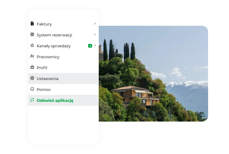 BedBooking app menu user interface screenshot