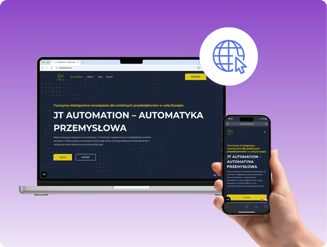 Responsywna strona internetowa na komputerze i telefonie