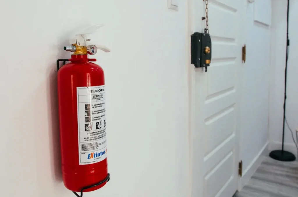 Gaśnica w apartamencie na wynajem jako ilustracja nowych wymogów przeciwpożarowych