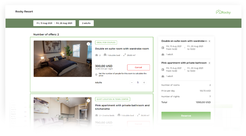 Calendário de reservas para demonstração de widget de site