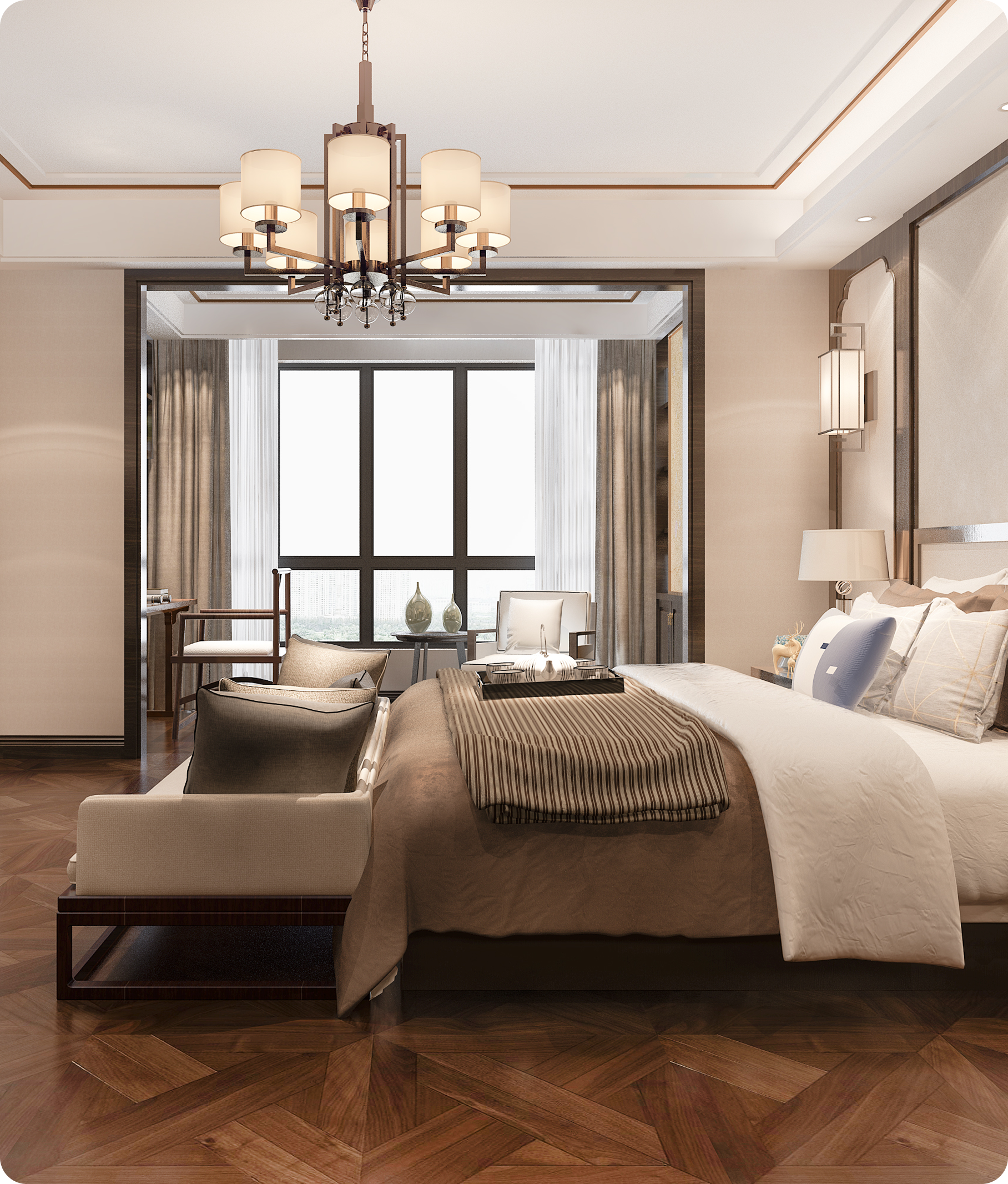 łóżko w apartamencie dla gości