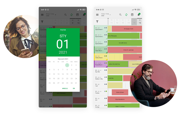 Mobilna recepcja i kalendarz rezerwacji w telefonie