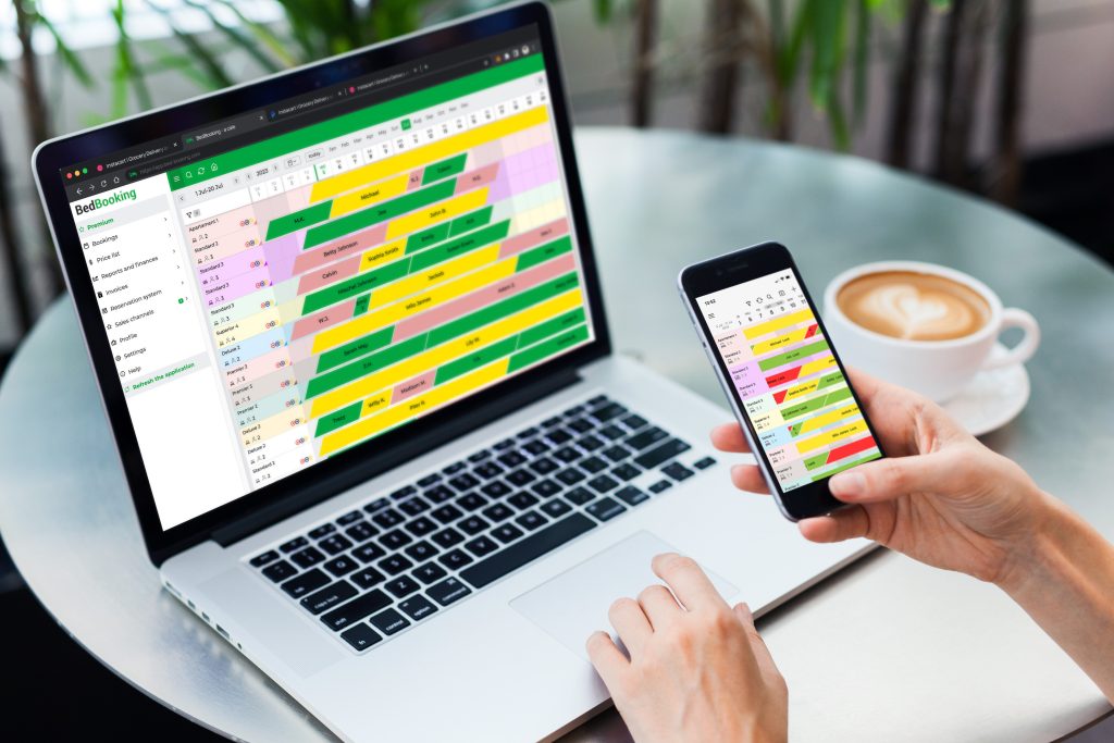The owner checking the booking calendar in the BedBooking app.